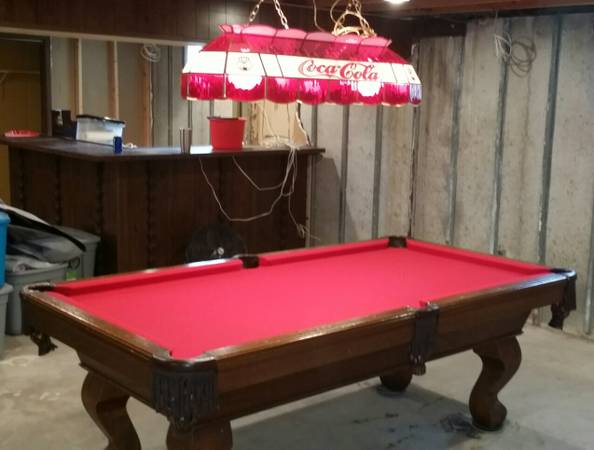 Beautiful Custom Made Pool Table, Coca Cola Pool Table Lights